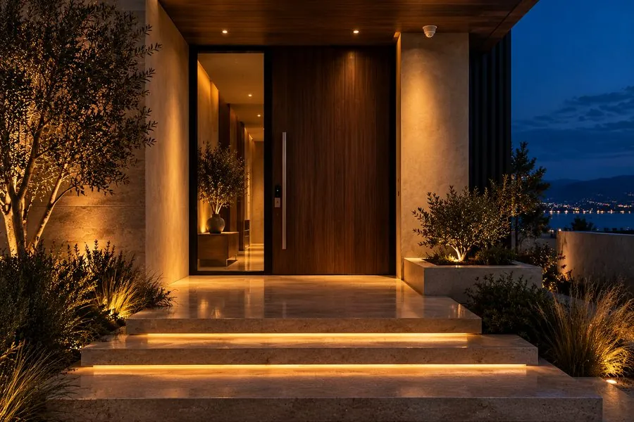 Front door with a smart lock