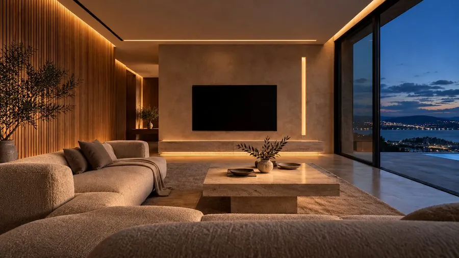 Living room with the evening scene on